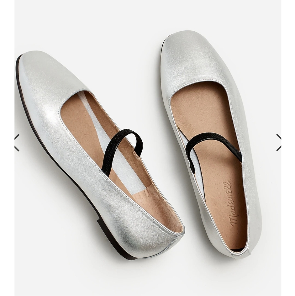 NWT Madewell Greta Mary Jane ballet flats silver size 8